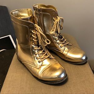 Gold metallic combat boots size 7.5